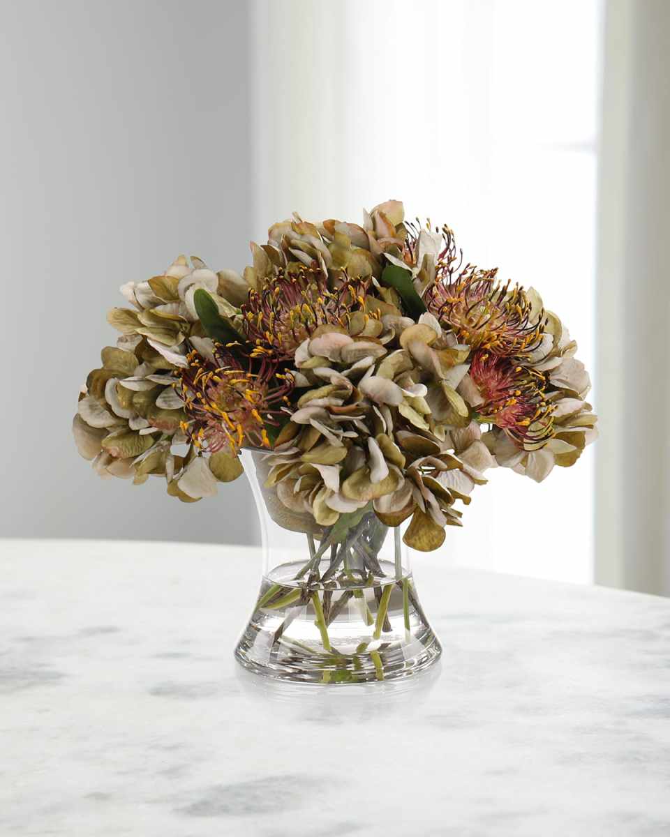 Mossey Garden 12" Faux Floral Arrangement in Glass Vase